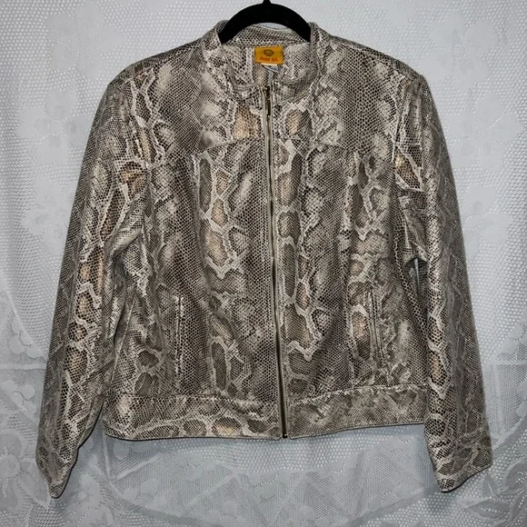 Ruby Rd. Gold and Snakeskin Jacket with Pockets - Picture 1 of 5